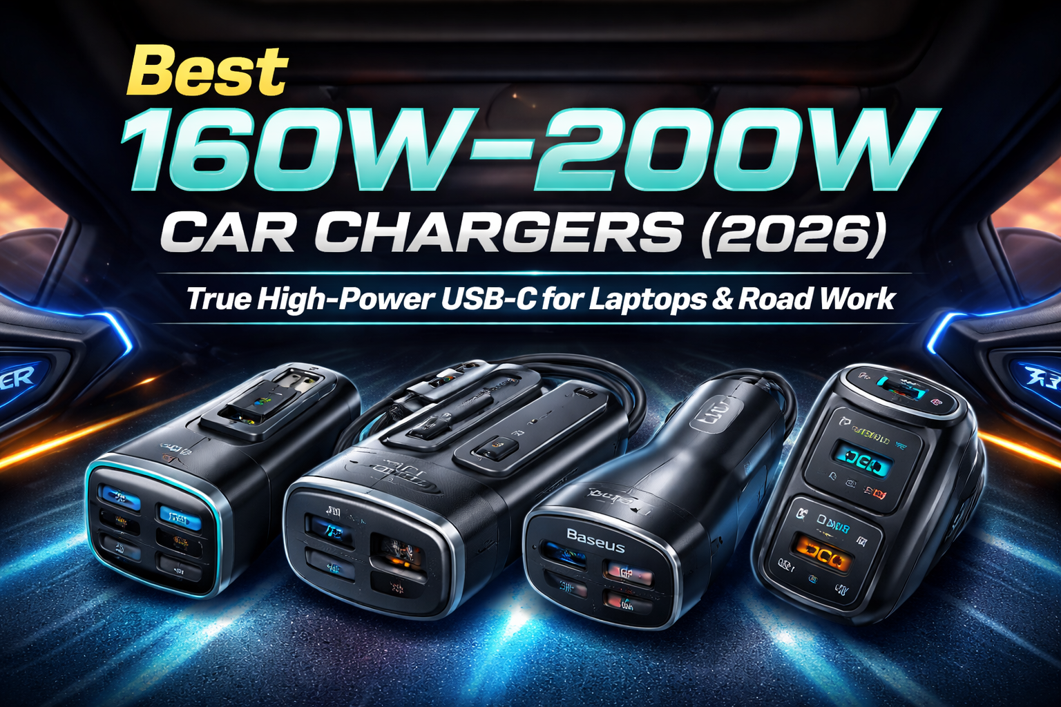 best 160W car charger 2026 high-power USB-C PD car charger for laptops